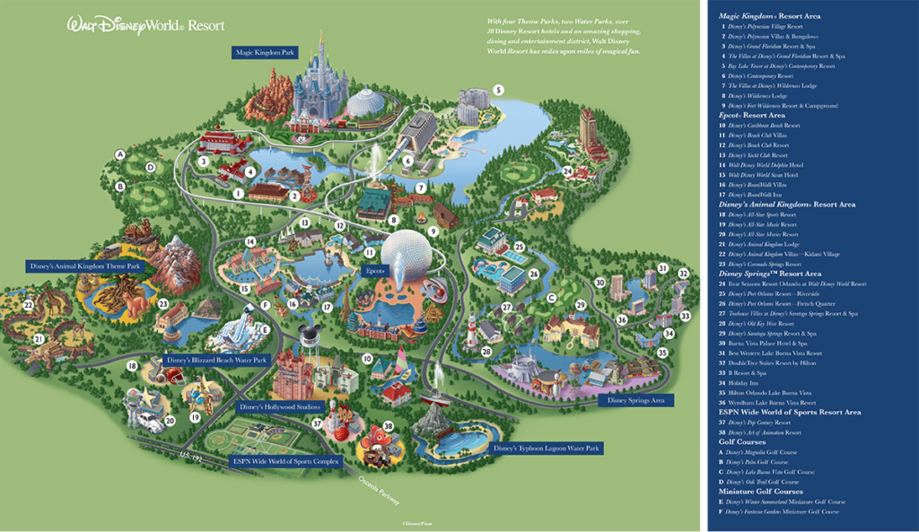 Mapa do Walt Disney World Resort em Orlando