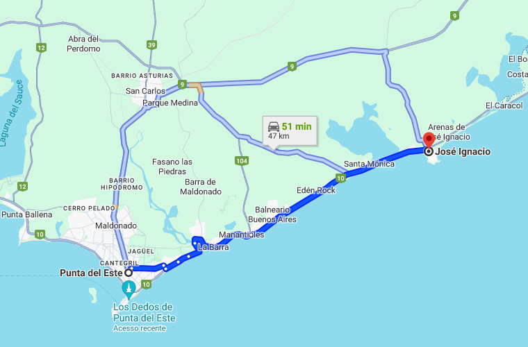De Punta del Este para José Ignácio: Mapa