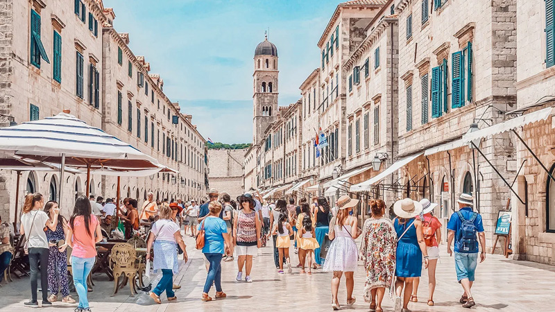 Rua Stradum, no Centrro Histórico de Dubrovnik