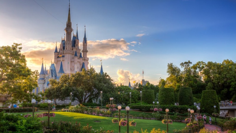 Paisagem do jardim no Magic Kingdom da Disney Orlando