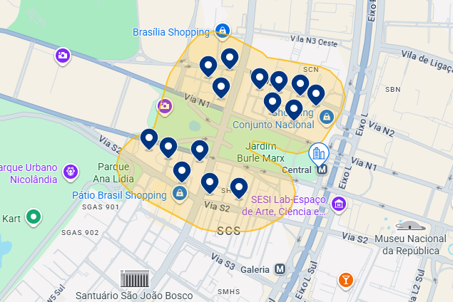 Mapa do Booking de Brasilia Mapa do Booking de Brasilia
