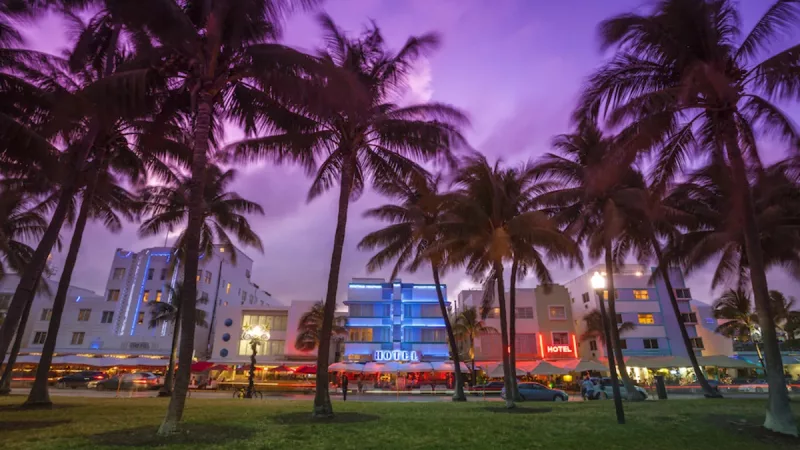 Anoitecer no verão em Miami