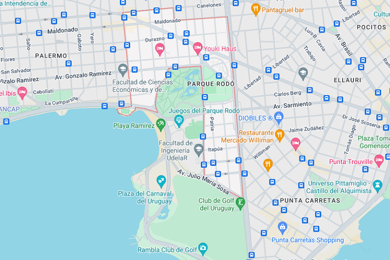 Localização do Parque Rodó em Montevidéu