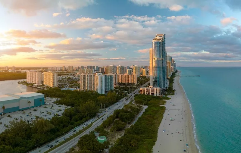 Paisagem do entardecer em Miami