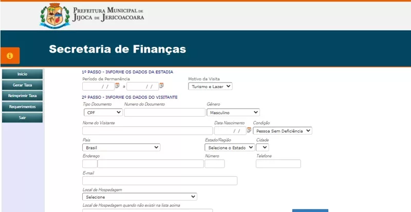 Site da prefeitura: Taxa Turismo Jeri