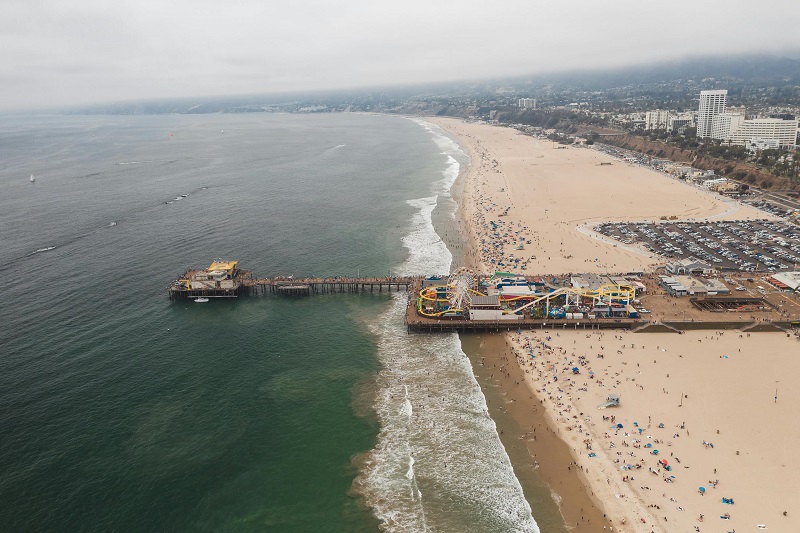 Praia de Santa Mônica em Santa Mônica na Califórnia