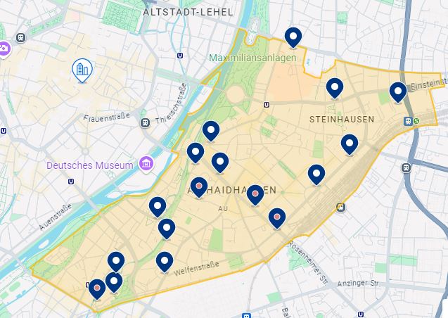 Mapa de Au-Haidhausen em Munique