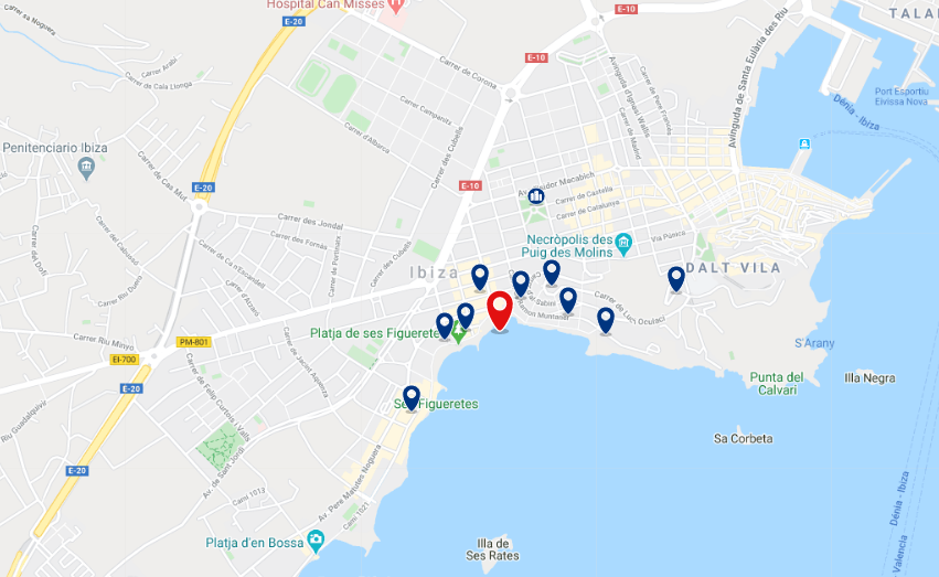 Mapa de onde ficar em Ibiza