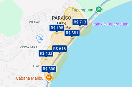 Mapa do Booking de Porto Seguro Mapa do Booking de Porto Seguro