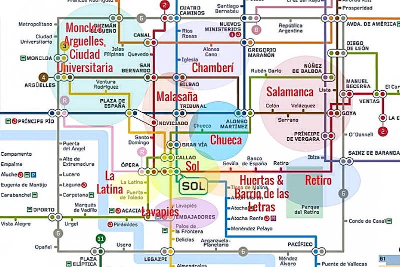 Mapa das regiões de Madri