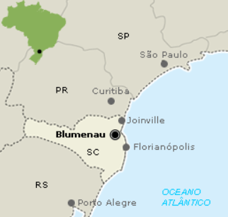 Blumenau no mapa do Brasil