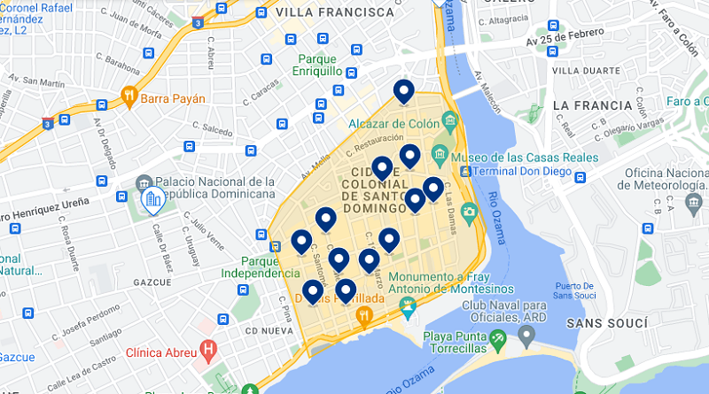 Melhor região onde ficar em Santo Domingo: Mapa