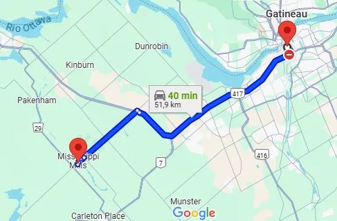 Distância de Ottawa para Almonte