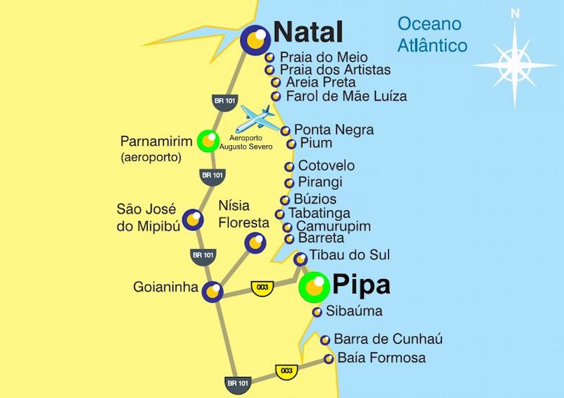 Mapa de Natal e Pipa