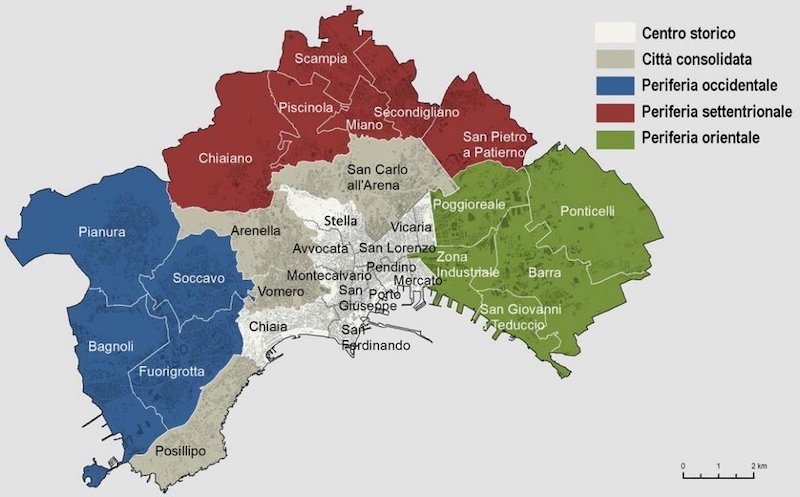 Mapa dos bairros de Nápoles