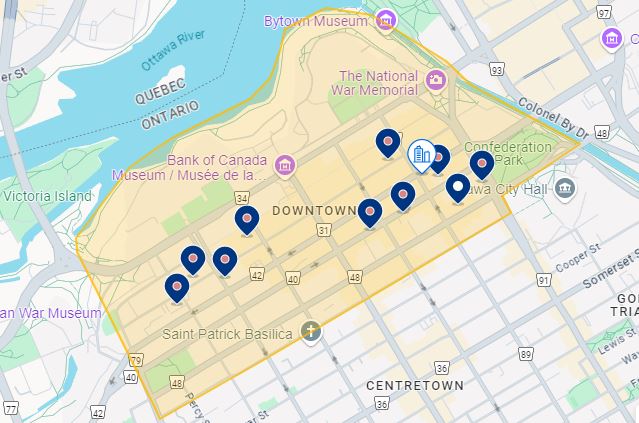 Mapa de Downtown Ottawa