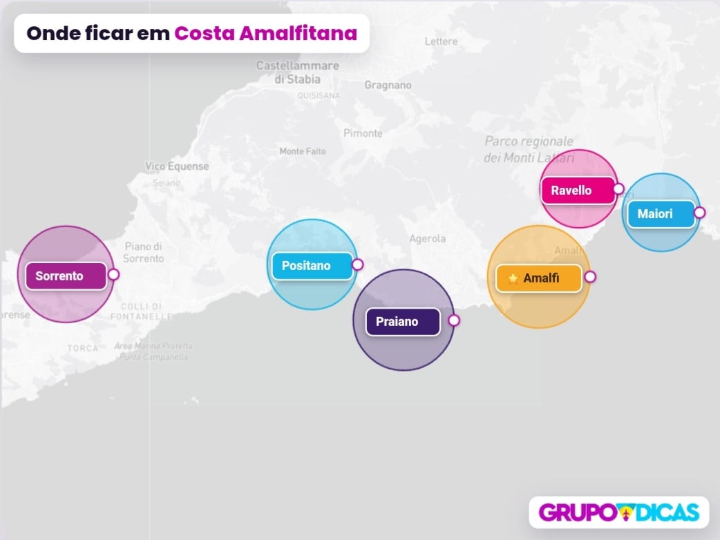 Mapa de Costa Amalfitana Mapa de Costa Amalfitana