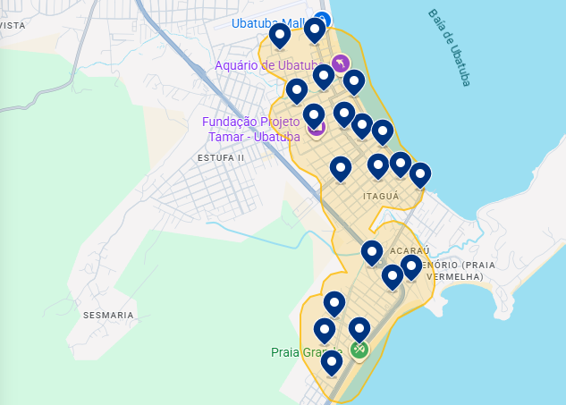 Mapa do Booking de Ubatuba Mapa do Booking de Ubatuba