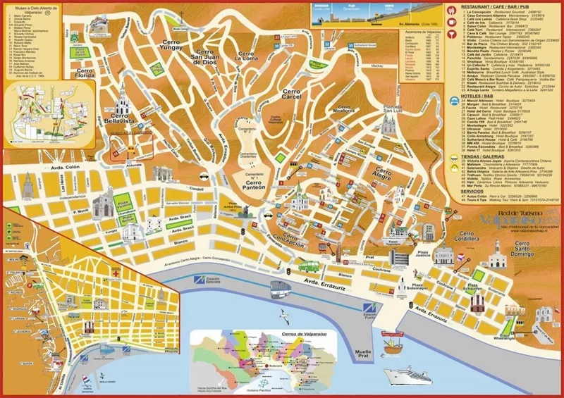 Mapa dos bairros em Valparaíso