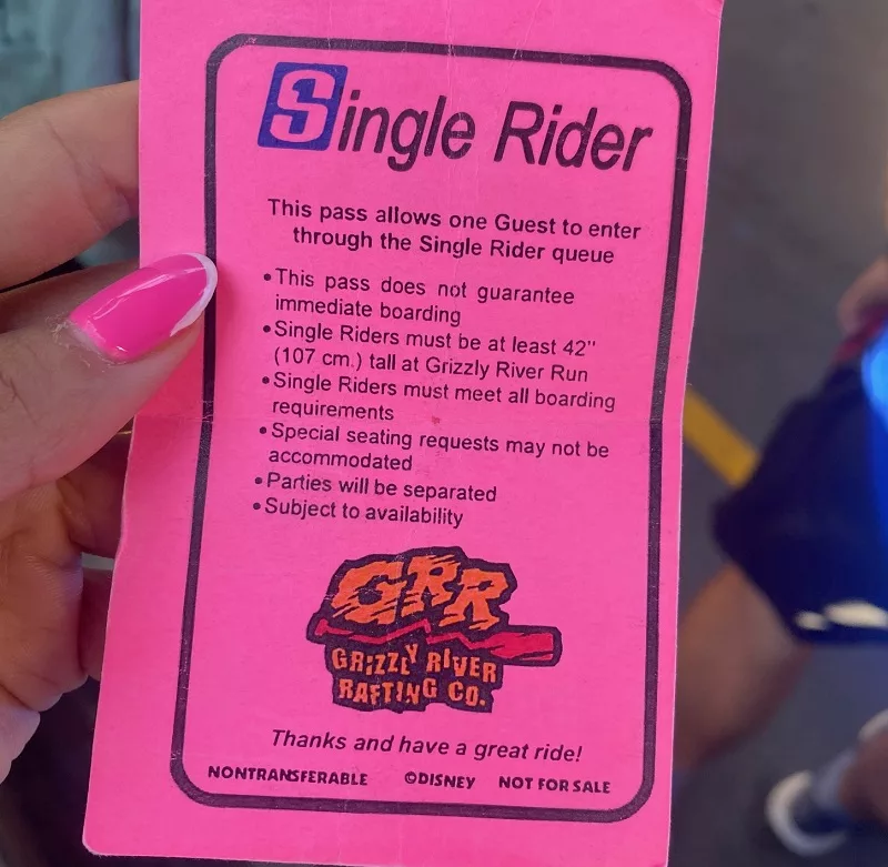 Single Rider no California Adventure Park 