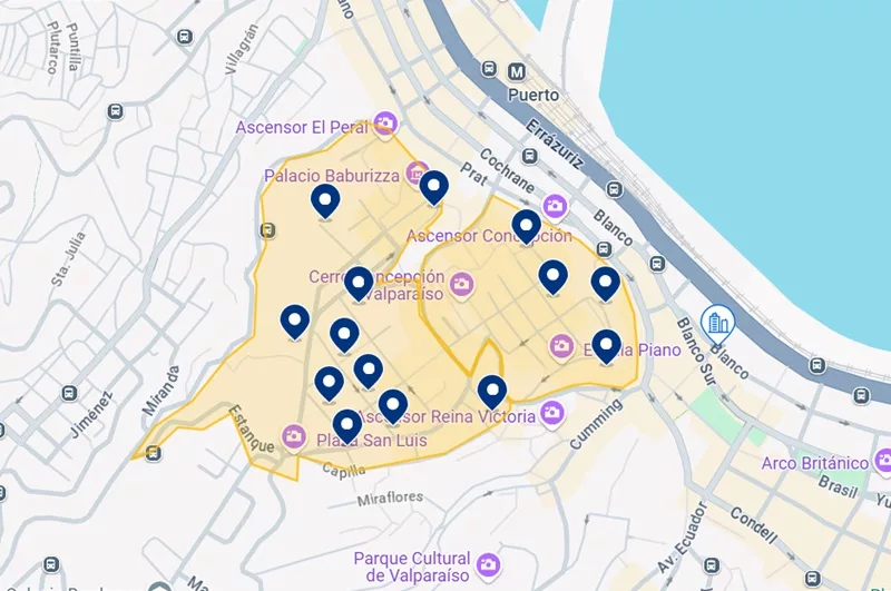 Melhores hotéis nos cerros Alegre e Concepción em Valparaíso