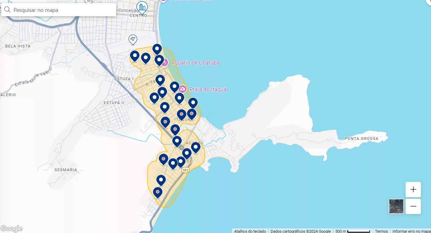 Mapa turístico de Ubatuba - 2025 - Grupo Dicas De Viagem