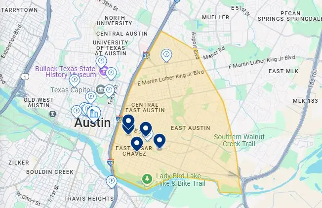 Mapa de East Austin 