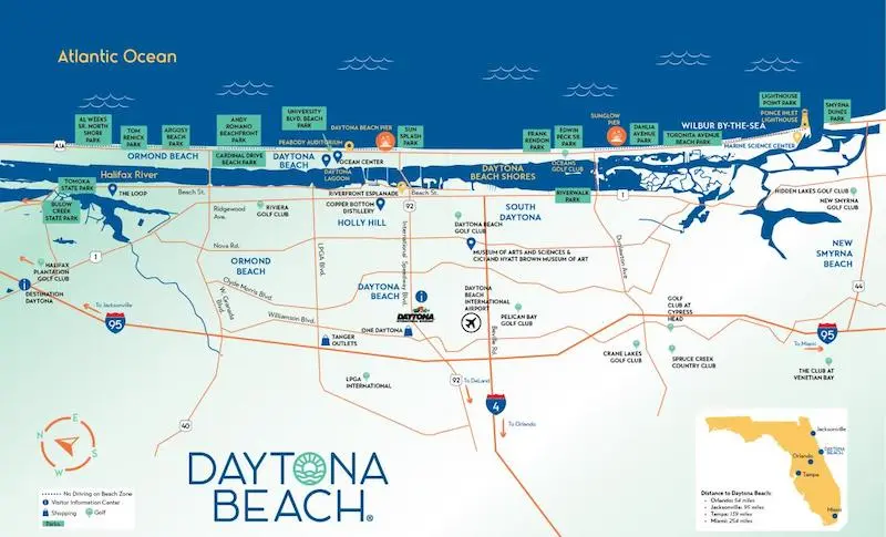 Mapa detalhado com atrações de Daytona Beach