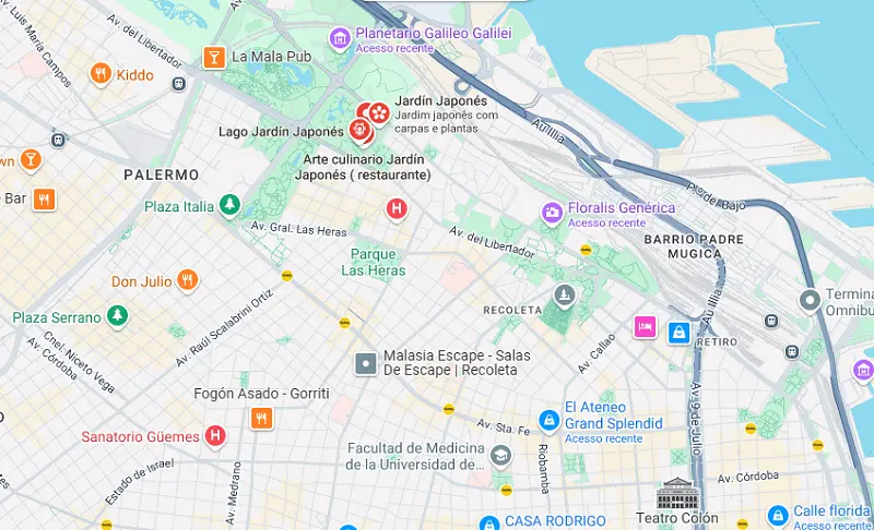 Jardim Japonês em Buenos Aires: Mapa