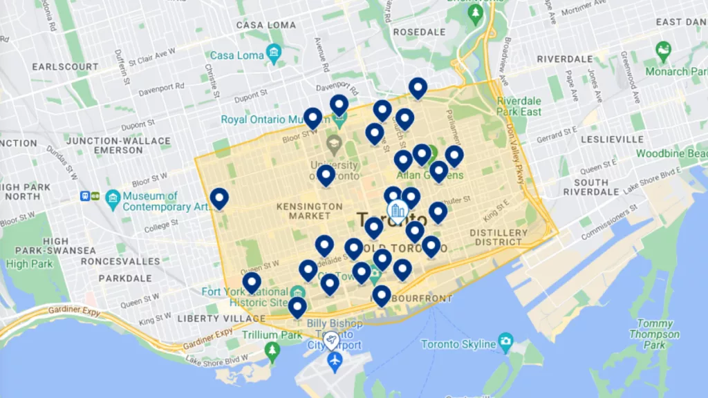 Mapa da melhor região de Toronto