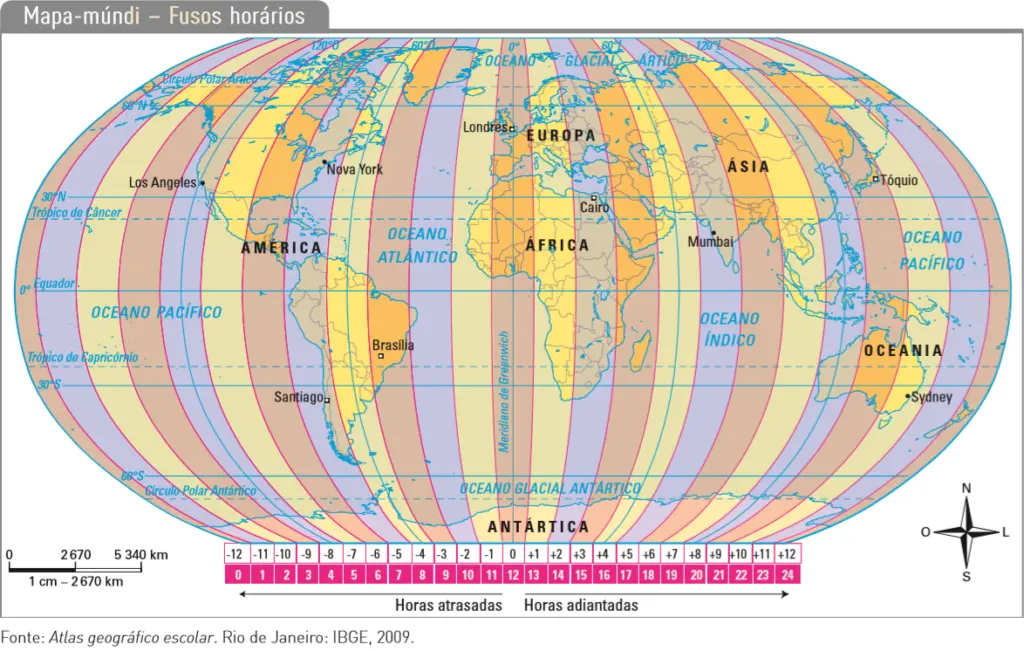 Mapa de fuso horário mundial