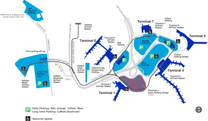 Mapa do John F. Kennedy International Airport - JFK em Nova York