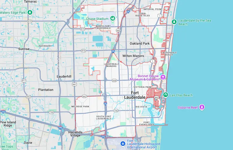 Mapa da cidade de Fort Lauderdale