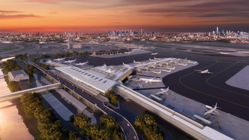 Vista aérea do Newark Liberty International Airport - EWR em New Jersey