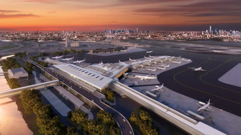 Vista aérea do Newark Liberty International Airport - EWR em New Jersey