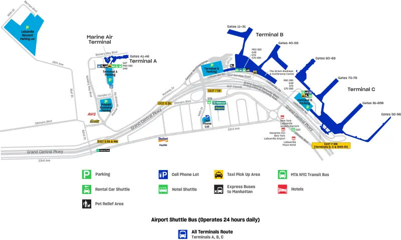 Mapa do LaGuardia Airport - LGA em Nova York