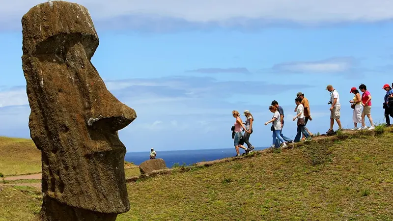 Turistas na Ilha de Páscoa