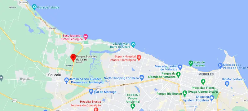 Mapa do Parque Botânico do Ceará em Fortaleza