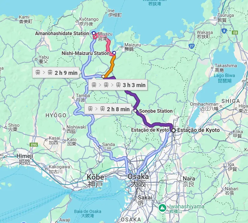 Distância de Kyoto para Amanohashidate