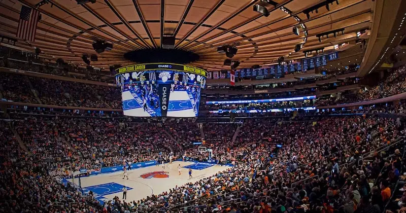 Partida de basquete NBA do New York Knicks no Madison Square Garden em Nova York