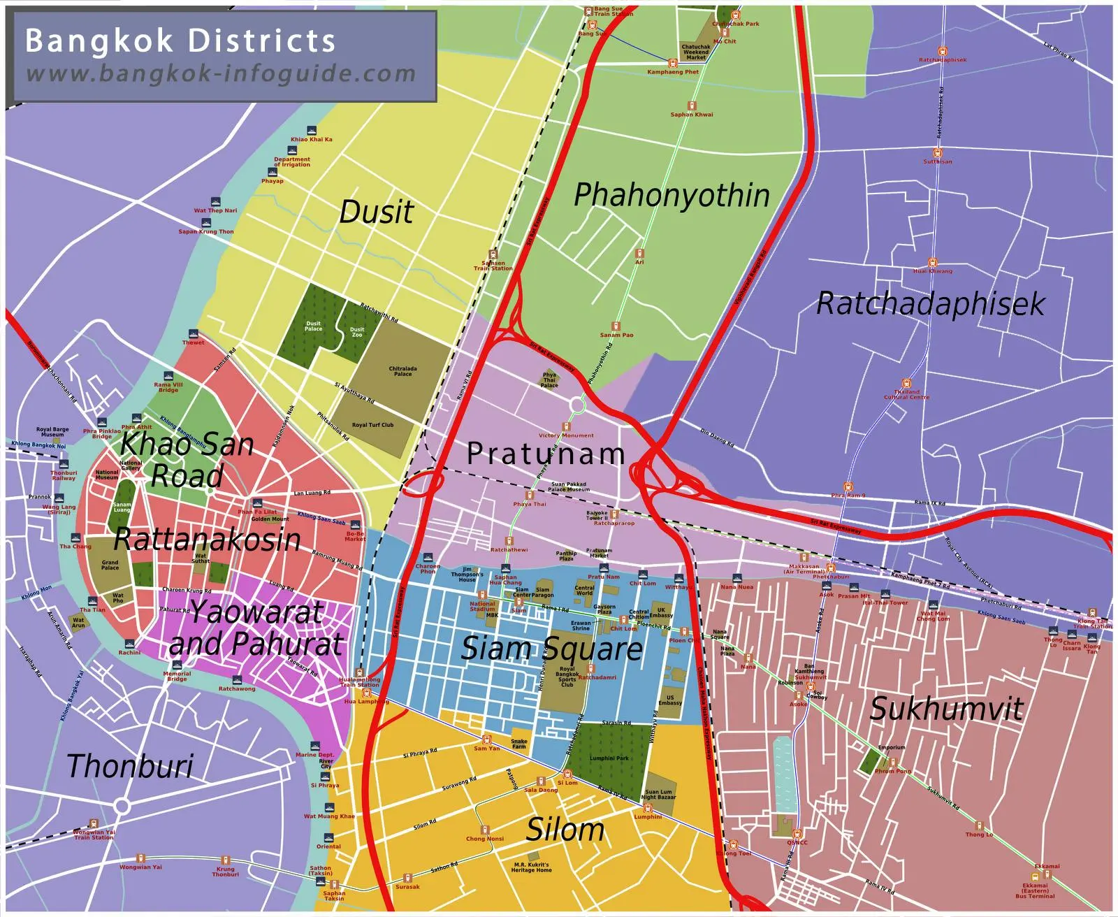 Mapa dos bairros de Bangkok