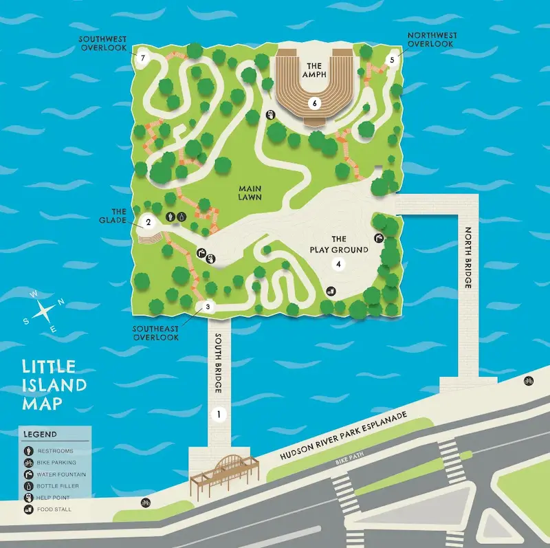 Mapa do Little Island Park em Nova York