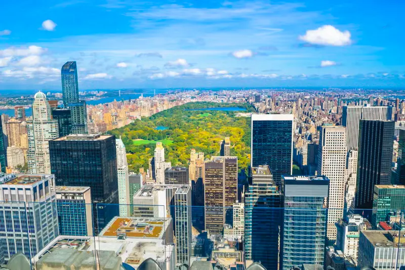 Vista do Central Park do observatório Top of The Rock em Nova York