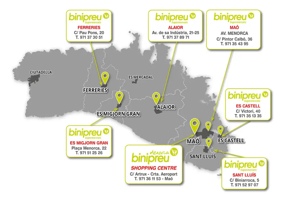 Mapa de lojas do Binipreu