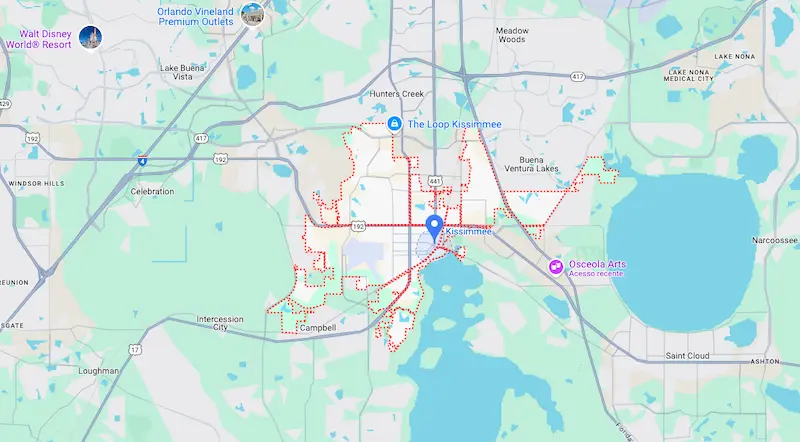 Mapa Kissimmee na Flórida