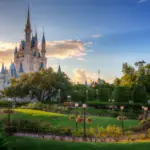 Paisagem do jardim no Magic Kingdom da Disney Orlando