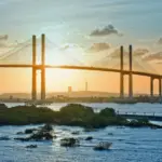 Pôr do sol na Ponte Newton Navarro em Natal