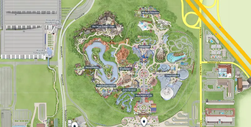 Áreas do Disneyland Park na Califórnia