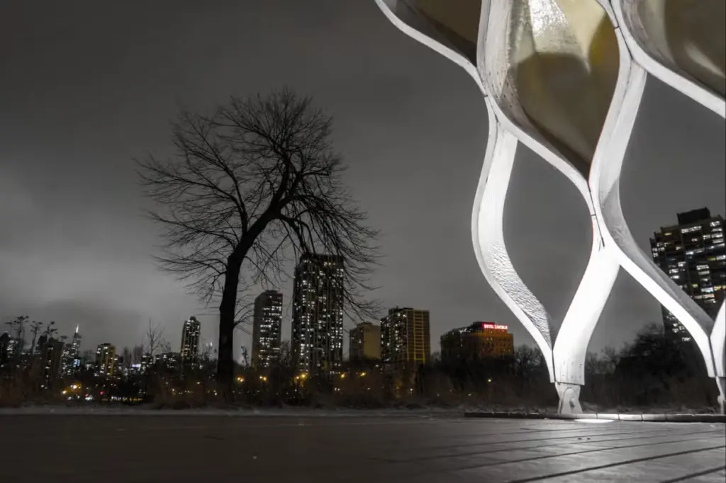 Paisagem do passeio no Lincoln Park à noite em Chicago
