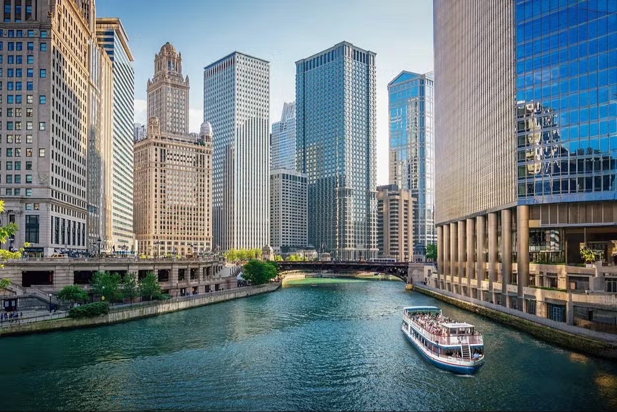 Passeio de barco pelos arranha-céus e Chicago River